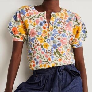 Boden Floral Puff Sleeve Sweater - Multicolor